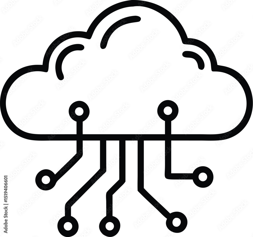 Poster cloud computing technology vector illustration for server hosting and network solutions design needs
