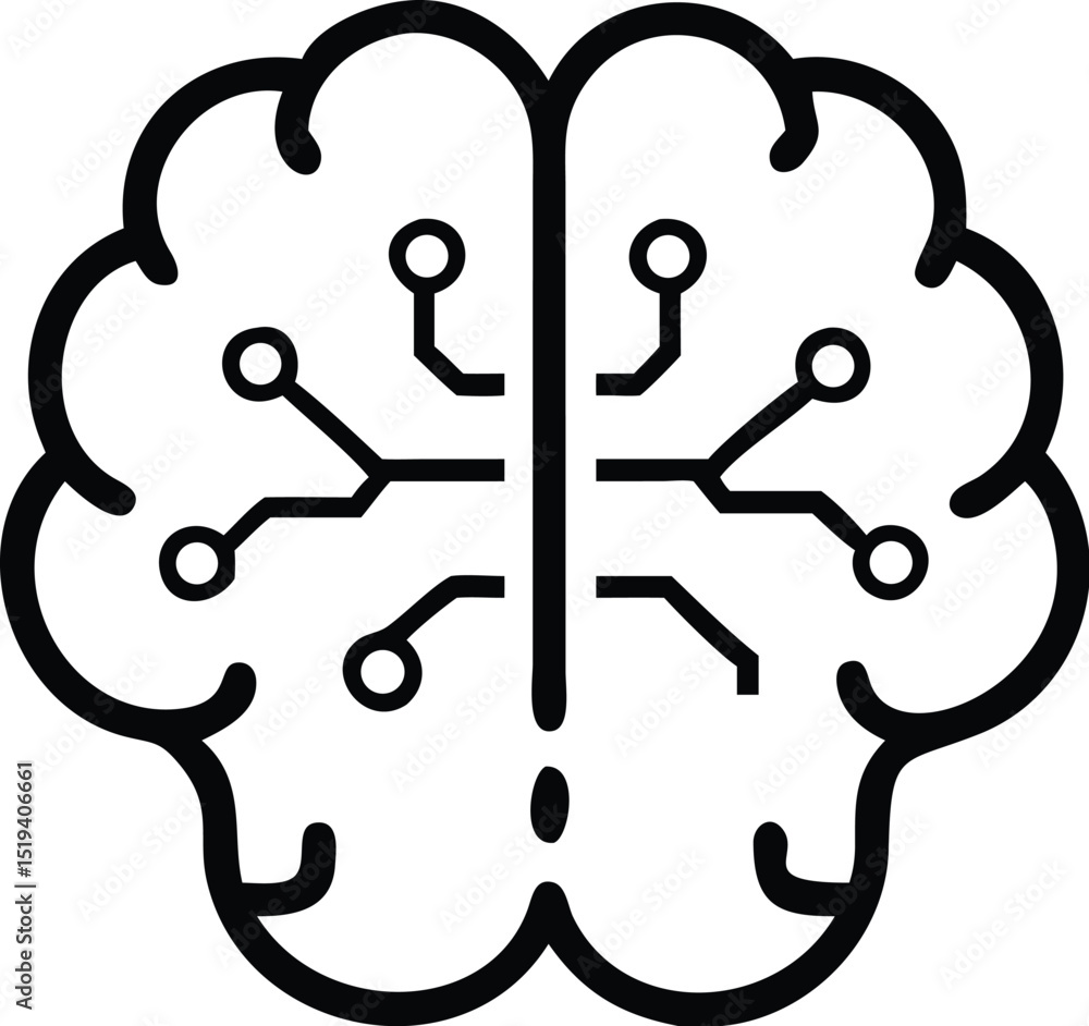 Poster artificial intelligence brain icon representing ai technology and machine learning concept vector