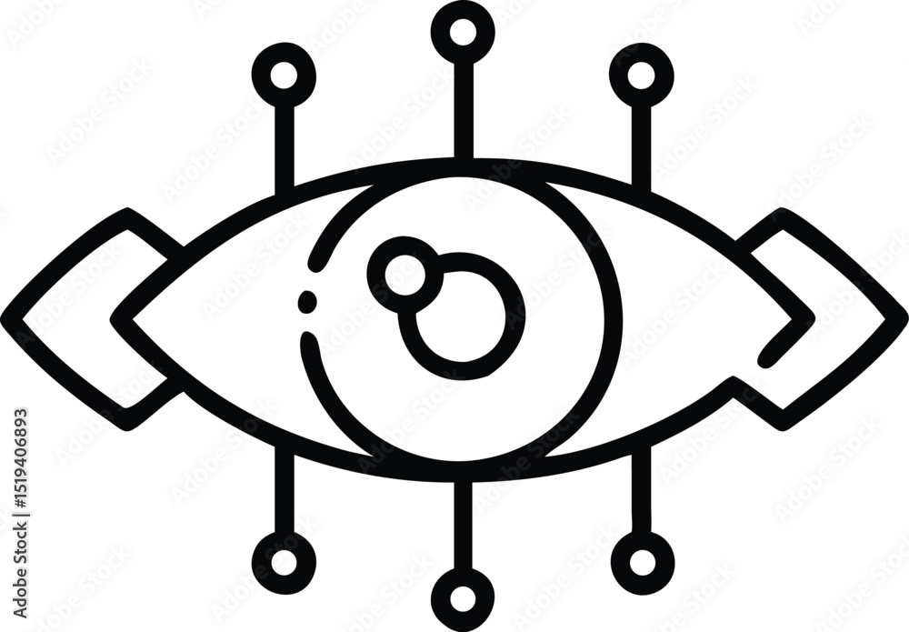 Poster cyber eye technology vision artificial intelligence ai futuristic tech security concept vector icon
