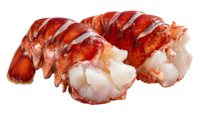 Raw lobster tail meat, separated from shell