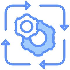 Process Flow Icon Outline Blue