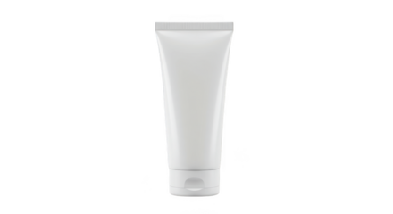 Blank white cosmetic tube mockup isolated on transparent background