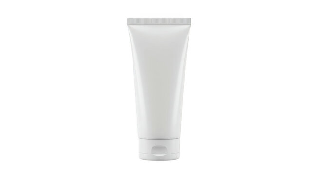 Blank white cosmetic tube mockup isolated on transparent background