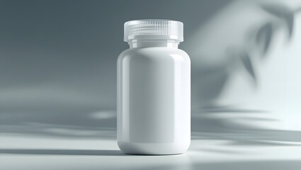 Blank White Plastic Pill Bottle with Secure Cap – Medical Mockup on Clean Background