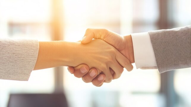 Business handshake between executives in a bright office symbolizing a strategic partnership and cooperation overlay cut out on isolated transparent removed background