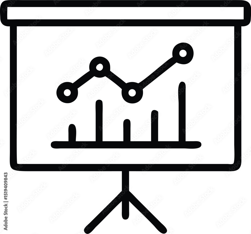 Poster presentation chart data analysis graph business report marketing statistics whiteboard icon vector