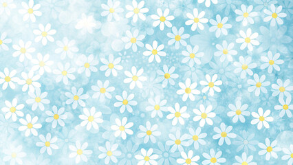 Delicate Daisies Pattern on a Light Blue Background
