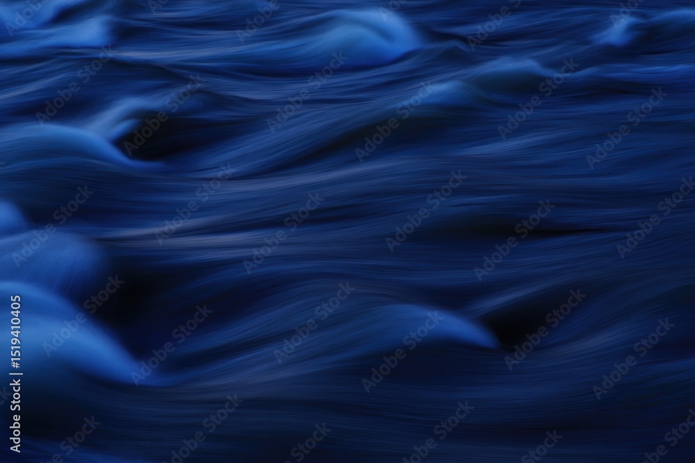 Poster smooth flowing water with deep blue waves creating a serene and tranquil effect in motion