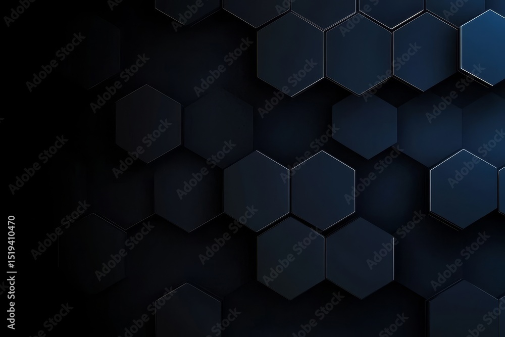 Poster futuristic dark geometric texture in tech style, abstract background with seamless hexagon pattern