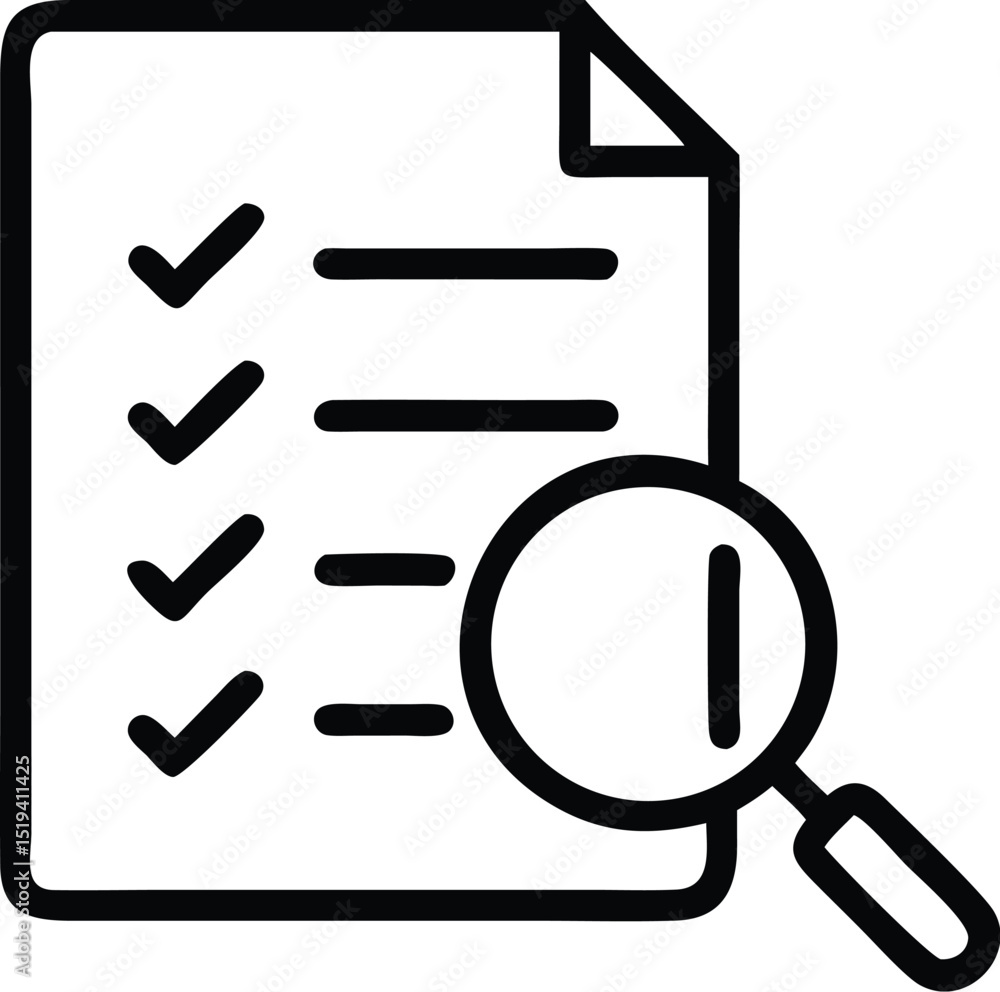 Poster checklist document research icon vector illustration for business audit and verification task list r