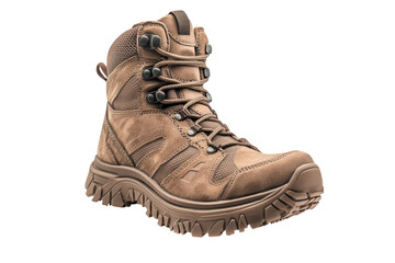 A brown tactical work boot