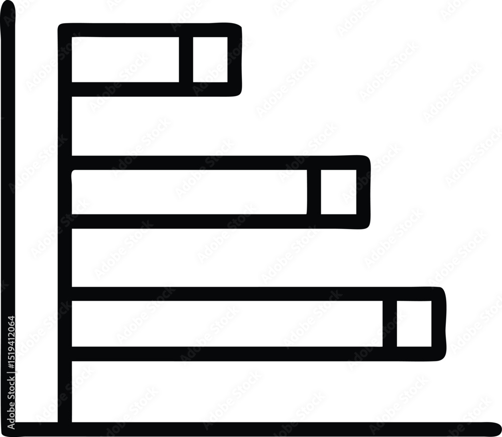 Poster download horizontal bar chart diagram vector icon for data analysis and presentation usage online no