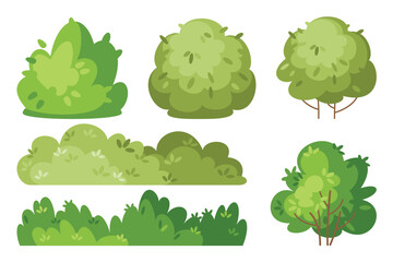 Cartoon Bushes and Shrubs Vector Set