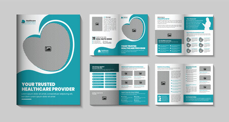 Modern 8-page medical healthcare bifold brochure design or Healthcare business multipurpose brochure design template