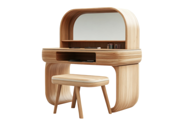 Wooden vanity table stool
