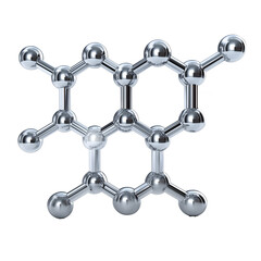Molecular structure illustration, intricate chemical bonds in a network formation, ideal for scientific discussions or education. Isolated on white background or PNG