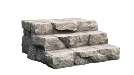 Stone Stage with Steps Outdoor Platform Architecture Isolated on White Background