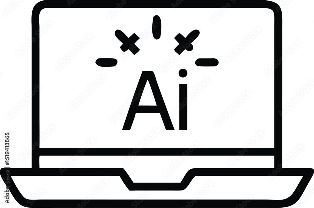 Poster ai powered laptop vector icon for artificial intelligence machine learning and deep learning technol