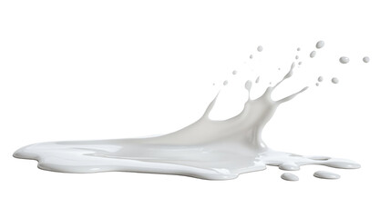 Spilled Milk on Floor White Liquid Splash Isolated on White Background
