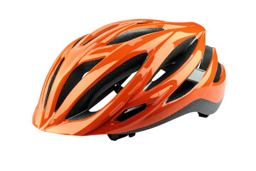 A bright orange bike helmet