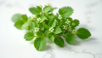 Herbal medicine plant Stellaria media or Common chickweed isolated on white background
