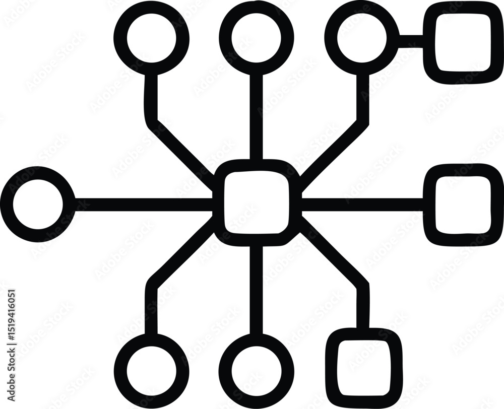 Poster network connection diagram icon vector illustration for data transfer and communication system desig