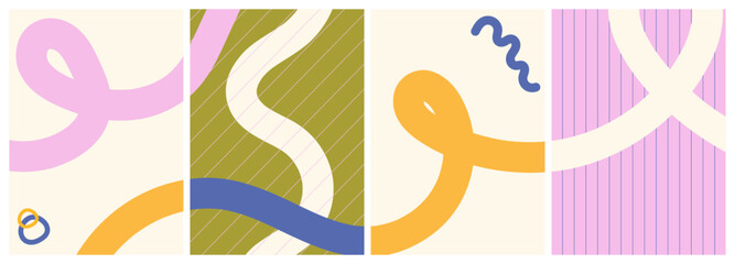 Colorful creative templates for brochure, flyer, celebration event, branding, ads, cover, poster. Trendy abstract art design set. Vector illustration.