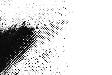 Black and white halftone texture background vector illustration. Abstract half-tone diagonal pattern, dots, and grunge. Simple minimalist vector illustration on a white background.