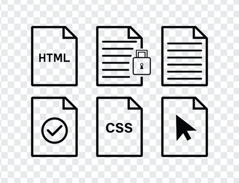 Web development icons html css js and security symbols