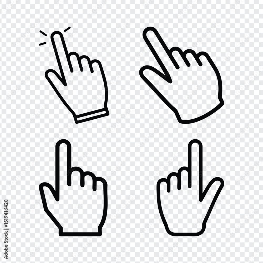 Poster hand cursor icons for digital interfaces