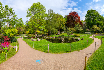 Landscape with kyoto garden in Holland Park, one of public London parks, Great Britain.