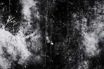 Black and white grunge texture background. Dust, scratches on old paper or metal surface vector illustration. Texture for design in graphic design, poster art, banner, packaging.