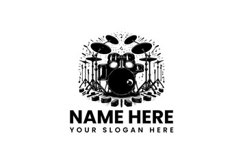 Full drum kit vector design featuring all essential components for complete percussive performance