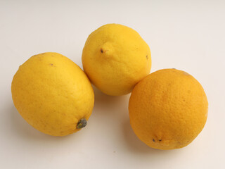 Fresh lemon on white background