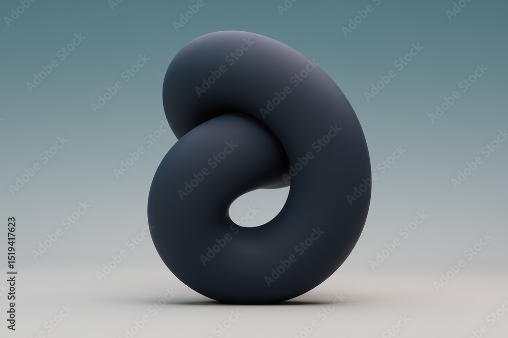 Aufkleber smooth dark abstract torus-like shape with soft lighting on a neutral gradient background, evoking a