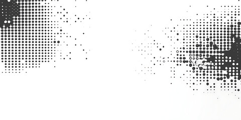 Black and white binary code pixel background vector illustration, flat design. White empty space on the right side. Abstract digital data texture for website, banner, poster, or packaging decoration. 