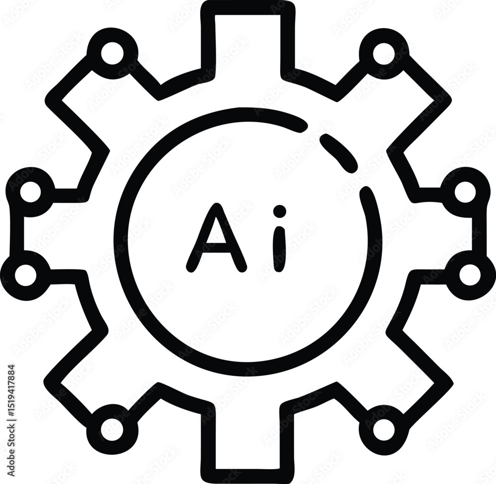 Poster ai technology icon artificial intelligence machine learning and neural network concept vector design