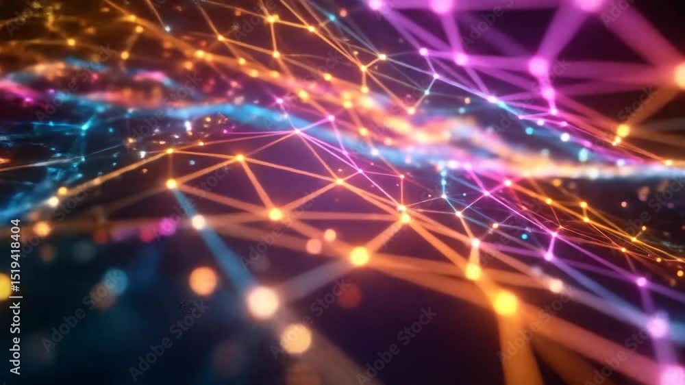 Poster abstract colorful network design with glowing lines