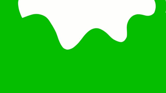 Animated of Abstract green liquid drip effect on white background. Perfect for slime, paint splash, or chroma key projects with a playful or messy design concept.