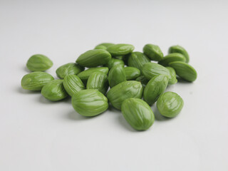 Fresh stinky beans on white background