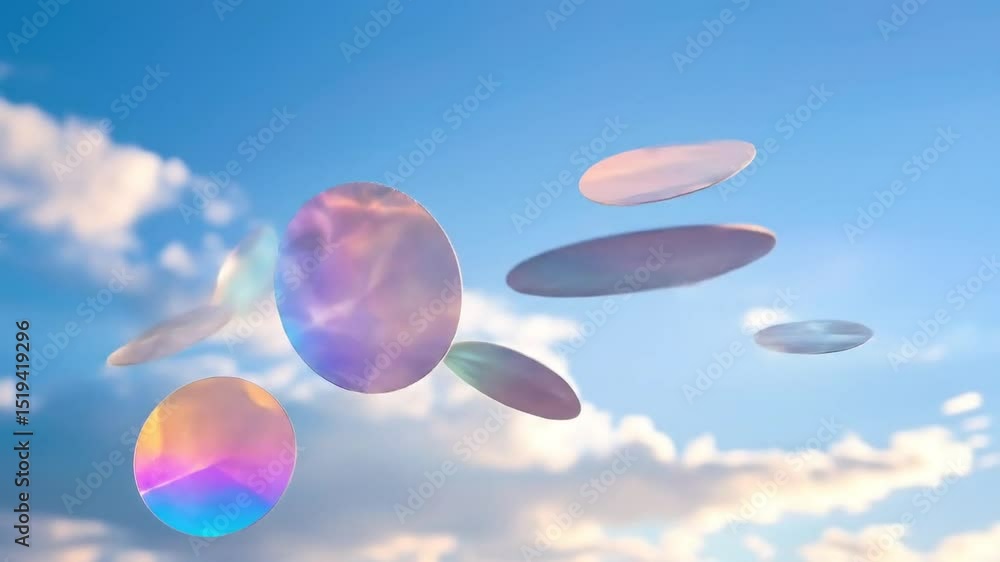 Poster abstract colorful circles floating in sky