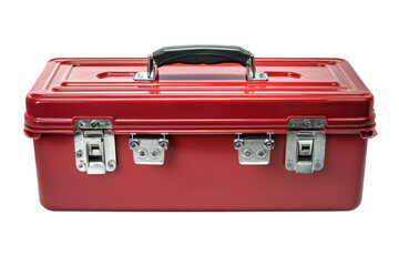 Red metal toolbox with handle