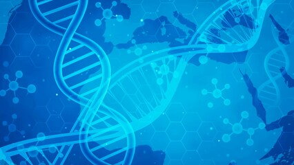 Intricate Blue DNA Helix on Microscopic Organic Pattern Background