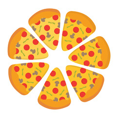 Pizza clipart vector illustration. Suitable for clip art, stickers, flat design illustration, etc