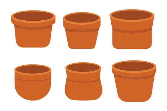 Set of empty flower pots for house plants vector design illustration. Suitable for clip art, stickers, flat design illustration, etc