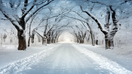 Snow-covered branches in a quiet winter forest, a serene moment of nature's tranquility.