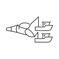 Fishing industry catching production minimalist line art icon Fisherman industrial commercial occupation spinning net canning cooking freezing seafood nautical vessel boat