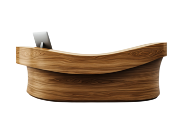 Wooden reception desk view