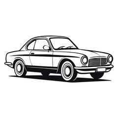 Classic Car Silhouette – Vintage Vehicle Vector Illustration on White Background