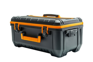 A black and orange tool box